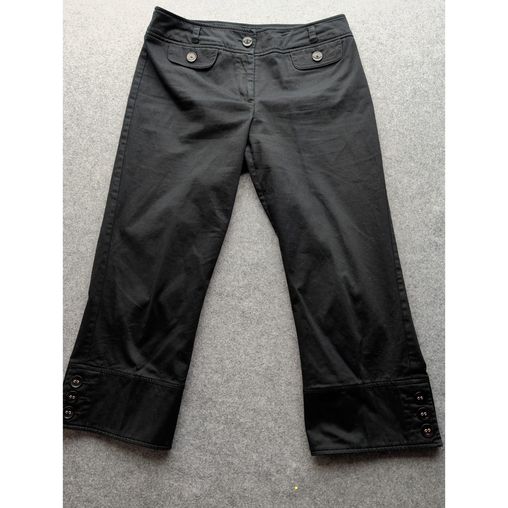 Tribella Sport Women's Black Capri Pants Size 8 Buttons